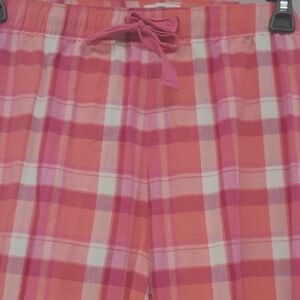 Pants Pink White Plaid Y Poplin Cotton Elastic waist draw string Preppy Hi Rise